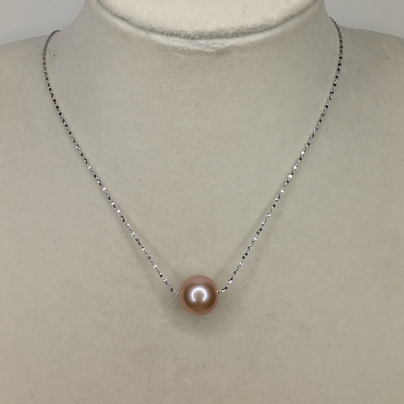 Jewelry - Pink Sea Pearl S925 Sterling Silver Platinum Rhodium Plated Necklace